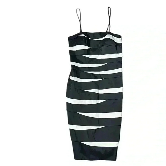 JOSEPH RIBKOFF Black White Multilayered Sleeveless Bodycon Dress Size 10 - Picture 1 of 8